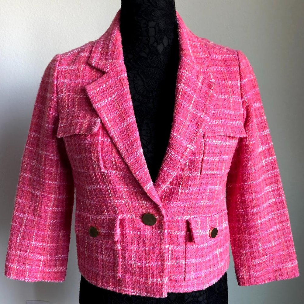 Kate Spade - Pink/White Tweed Blazer - Sz 6 - EUC